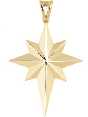 Hakan Mücevherat Kutup Yıldızı Taşsız 14 Ayar Kolye Ucu 3.50 cm