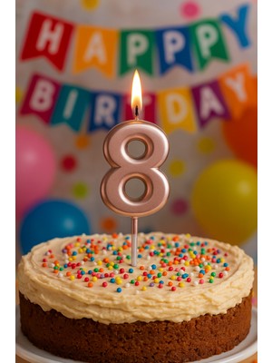 İTHAL Rakam Mum Rose Gold, Büyük Boy, 14,5cm, Iyi Kalite, Doğum Günü