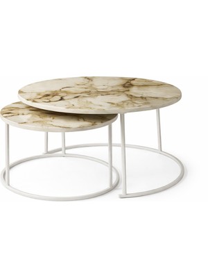 İnura Global Efes Beyaz Yavrulu Orta Sehpa Takımı