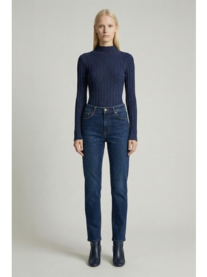 Rays 8361A Balıkçı Yaka Uzun Kol Bluz Indigo