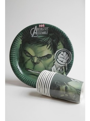 Cadde Süs Hulk 8'li Kağıt Tabak Bardak Seti