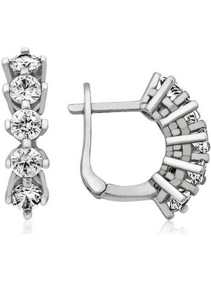 Akıllı Durak 925 Ayar Gümüş 5 Taş Küpe T4217 (491)