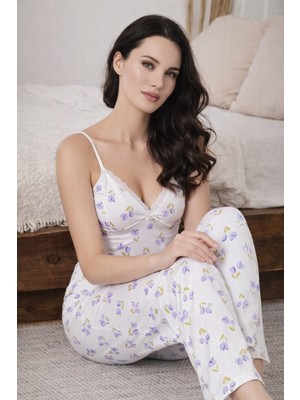 Pemilo Kadın 2026-1 Askılı Likralı Pijama Takımı