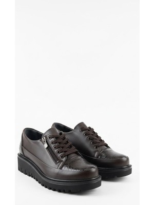 Iç Dış Hakiki Deri Ortopedik Taban Yandan Fermuarlı Kadın Günlük Ayakkabı