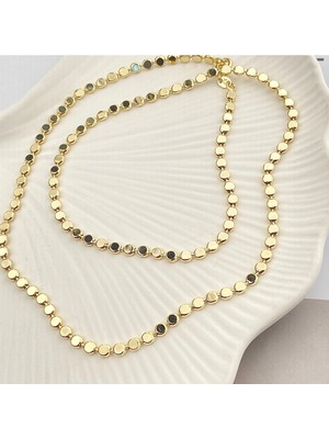 Normadia Şık Ezme Topcuklu Kadın Çelik Kolye, 60CM, 14 Ayar