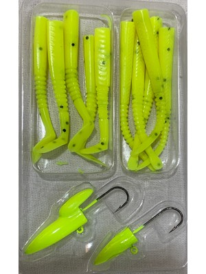 Özbience Micro Sandeel Sarı Silikon Jig Headli Atçek Seti, Balık Tutkunları Için