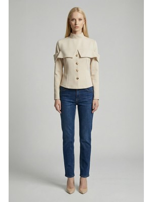 Rays 8386A Ön Düğmeli Bluz Taş