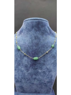 KirLinova Yeşil Taş Detaylı Minimal Kolye -Yeşil