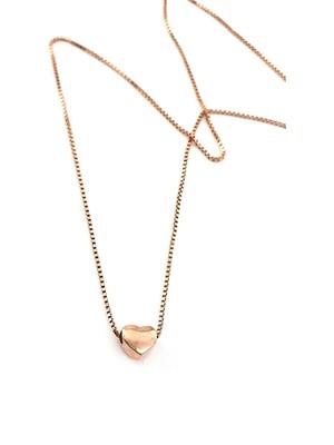 925AYAR Gümüş Üzerine Rose Altın Kaplama Minimal Kalp Kolye