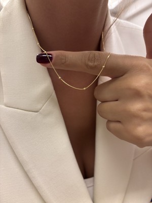 Normadia Ince 14K Altın Dorika Zincir Kolye 45 Cm, Şık ve Zarif Tasarım