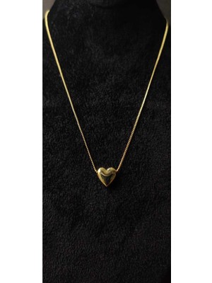 KirLinova Parlak Kalp Figürlü Minimal Gold Görünümlü Kolye -Altın