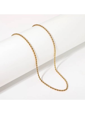 Normadia Şık Gold Renk Çelik Burgu Zincir Kolye, 40+5 Cm, Zarif ve Dayanıklı