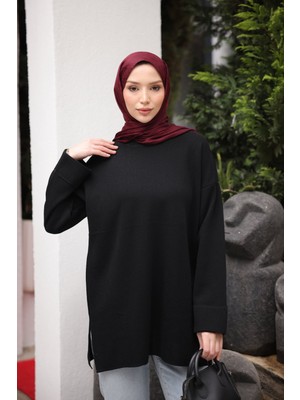 İmaj Butik Siyah Simli Merserize Triko Kazak