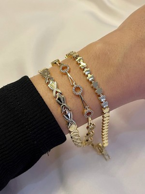 Yeknova Xuping 14K Gold Renginde Kuyumcu Işçiliği Modern Halka Detay Kararmaz Kadın Bileklik