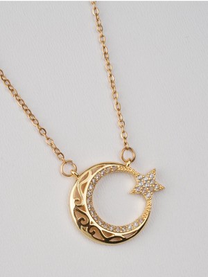 Normadia 316L Çelik Ay Yıldız Işlemeli Şık Takı