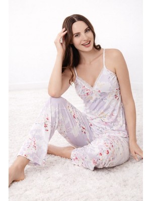 Pemilo Kadın 2026-3 Likralı Askılı Pijama Takımı