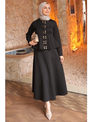 İmaj Butik Siyah Eteği Volanlı Bluz Etekli Scuba Takım