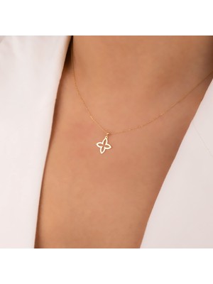 Hakan Mücevherat Çiçek 14 Ayar Altın Minimal Kolye