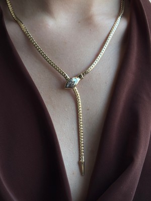 Normadia Ayarlanabilir Yılan Y Kolye, 60+5 Cm, Şık ve Modern Tasarım