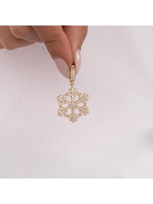 Hakan Mücevherat Taşlı Kar Tanesi Klipsli 14 Ayar Kolye Ucu 3,5 cm