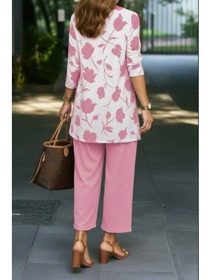 Serac Collection Kadın Uzun Kollu Önü Açık Modal Ceket Kolsuz Viskon Iki Iplik Bluz ve Pantolon Üçlü Takım