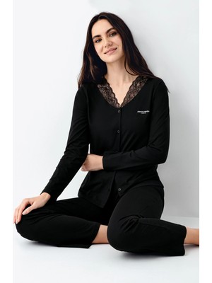 Aesco Pierre Cardin 9116-S Kadın Önü Düğmeli  Pijama Takımı