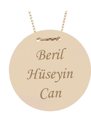 Hakan Mücevherat Isim Yazılabilir Plaka 14 Ayar Kolye 2.6 cm