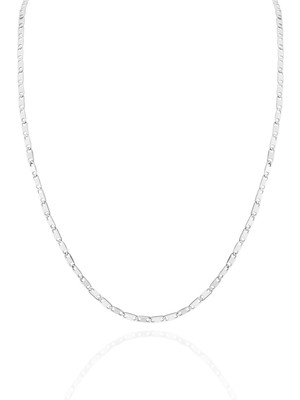 Normadia Şık ve Ince Gümüş Renk Figaro Zincir Kolye, Unisex Tarz