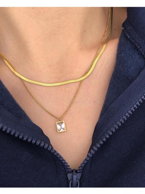 Normadia Şık Çelik Baget Taşlı Zarif Kolye, Günlük ve Özel Kullanım Için