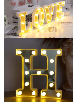 3D LED Işıklı H Harfi Büyük Boy Organizasyon Dekorasyonu