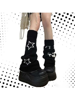 Harmony Factory Siyah Stars And Cute Monster Kışlık Kalın Bol Tozluk