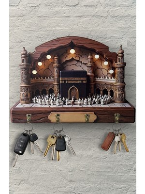 Time in a Tin Ahşap Anahtar Askılığı Retro Kabe Temalı Dekoratif Duvar Anahtar Askısı