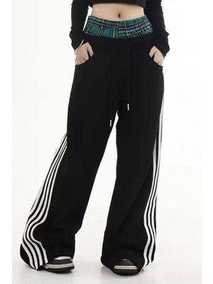 Harmony Factory Siyah Şeritli Fake Boxer Y2K Unisex Eşofman