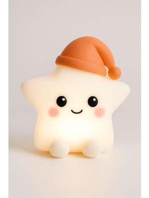 Yıldız Figürlü Renkli Silikon Gece Lambası, USB Şarjlı, Dokunmatik Işık