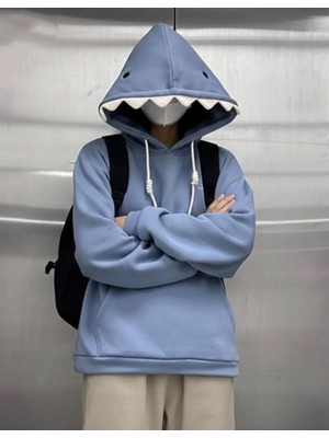 Harmony Factory Mavi Köpek Balığı (Unisex) Kapüşonlu Sweatshirt