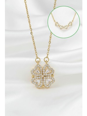 Normadia Altın Sarısı 4 Yapraklı Yonca Paslanmaz Çelik Kadın Kolye