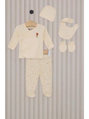 Line U.s.polo Kız Bebek 5'li Zıbın Seti USB2107 Krem Güvenli