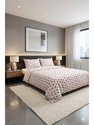 Çift Kişilik Kalpli Nevresim Seti ( Çarşafsız)