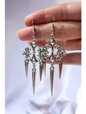 Harmony Factory Silver Gotik Motifli Sarkıt Küpe