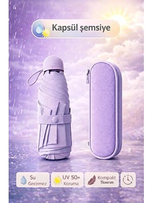 Rosemor Şemsiye Kapsül  Otomatik Aç Kapa Rüzgara Dayanıklı Taşıma Kılıflı Mini Çanta Boy Şemsiye