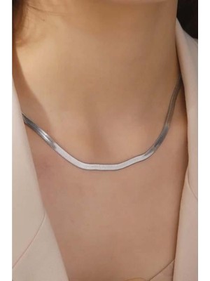 Normadia Kadın 316L Paslanmaz Çelik 40 cm Gümüş Renk Italyan Zincir Kolye