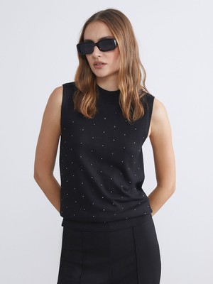 Lc Waikiki Yeni Sezon Bisiklet Yaka Taşlı Kadın Triko Atlet