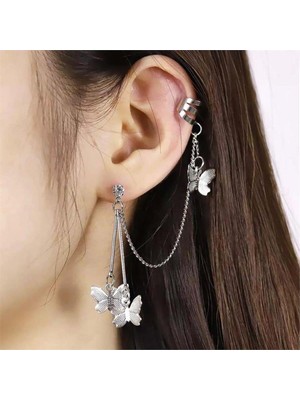 Harmony Factory 3 Kelebekli Zincirli Küpe