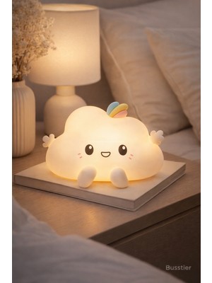 Renkli Dokunmatik Rgb Bulut Gece Lambası, Şarjlı, Masa ve Yatak Yanı Işığı