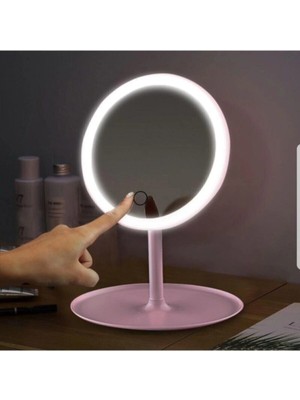 Dokunmatik LED Işıklı Yuvarlak USB Makyaj Aynası, Hafif ve Şık Tasarım