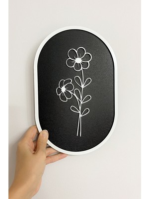 Kuzeylina Beyaz Yuvarlak Çerçeveli 2 Katmanlı Papatya Figürlü Mdf Duvar Tablosu