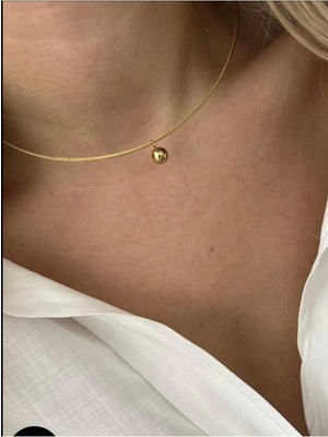 Normadia Şık Çelik Ucu Topcuklu Tel Choker Kolye, Modern ve Zarif Tasarım