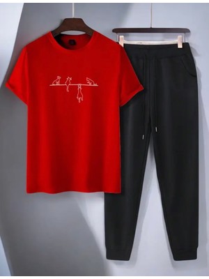 Punix Kids Punıx Kids Özel Seri Oyuncu Kediler Baskılı %100 Pamuk Kısa Kollu Yazlık Kız Çocuk Eşofman Takımı