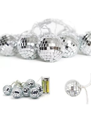 Delixa Buffer Mini Disko Topu Dekoratif Süsleme 10’lu LED Zinciri Pilli Süs LED