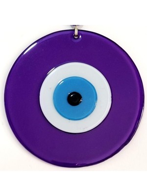 Luord-Store Nazar Boncuklu Mor Renk 20 Santimetre Çapında Cam Duvar Süsü